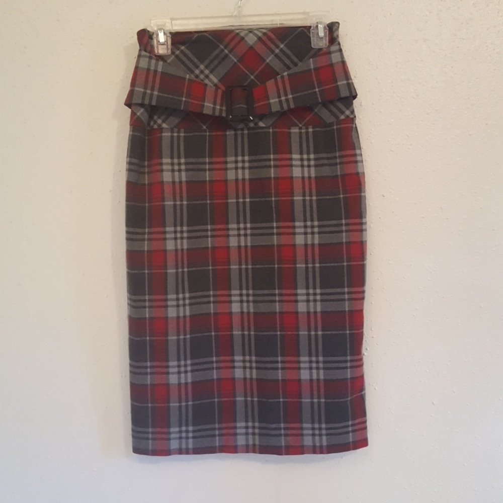 Plaid Pencil Skirt